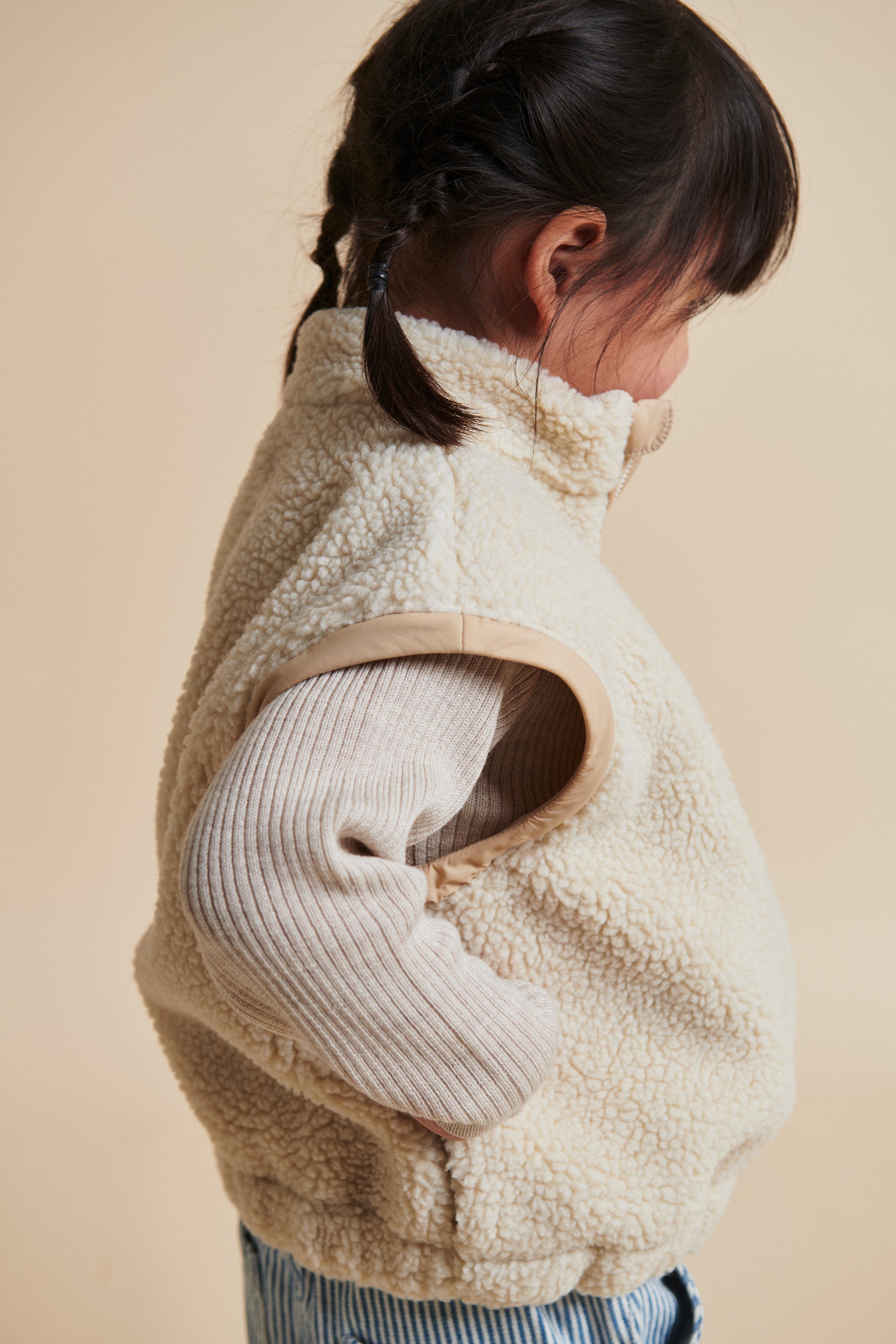 Teddy Removable Sleeves Jacket | Cream