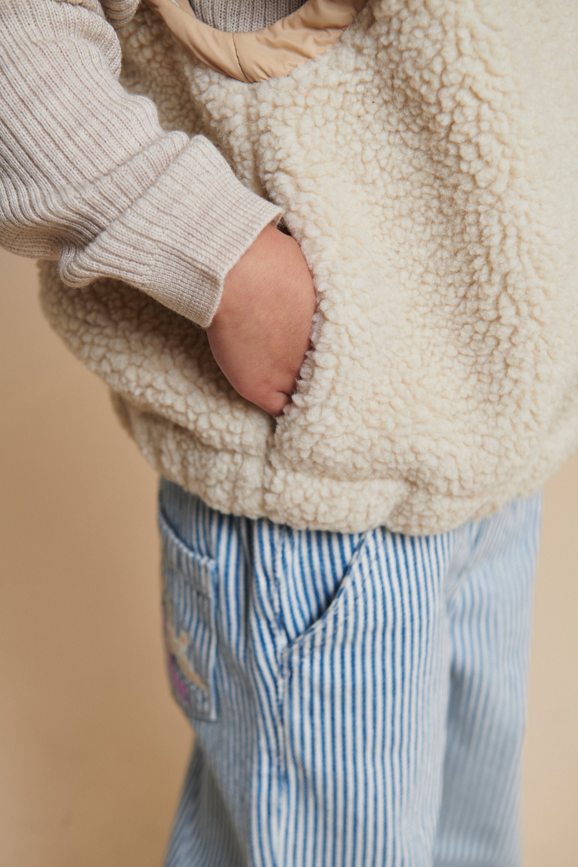 Teddy Removable Sleeves Jacket | Cream