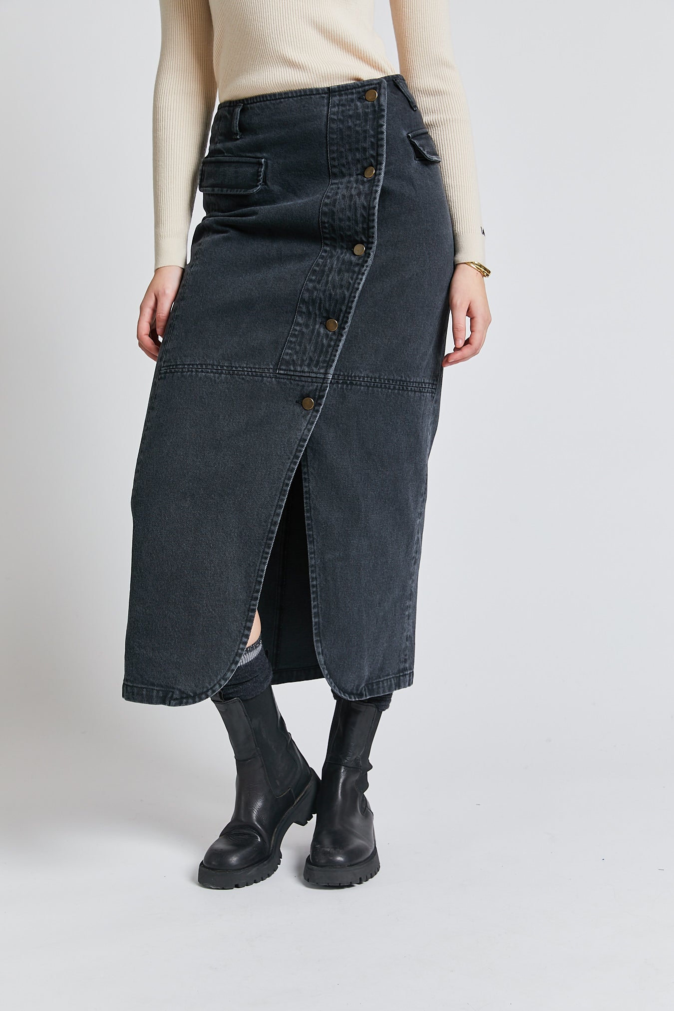 Trust Denim Skirt | Grey