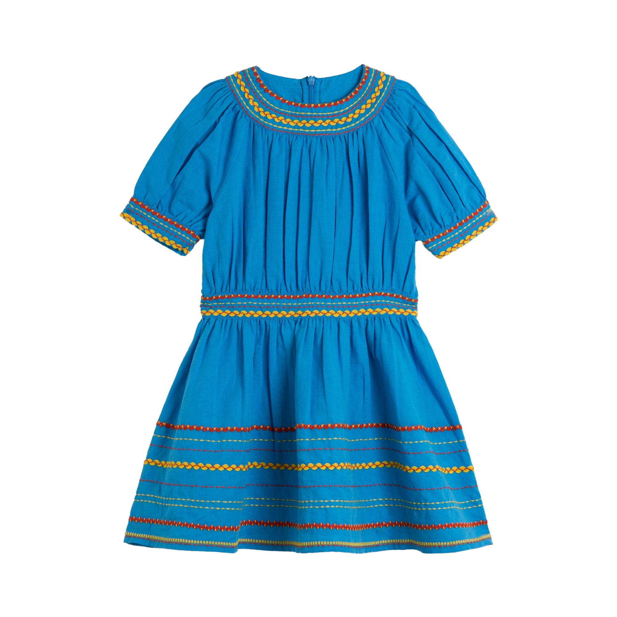 Embroidered Linen Dress | Blue