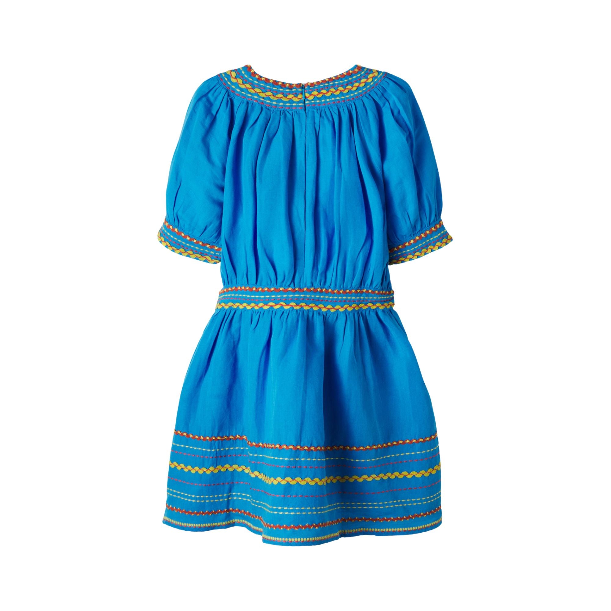 Embroidered Linen Dress | Blue