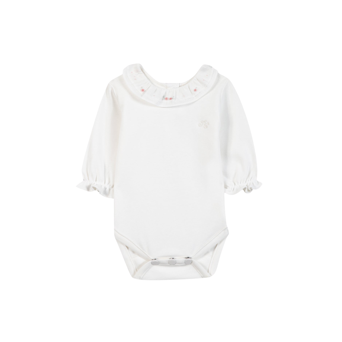 Embroidered Ruffled Collar Romper | Rose