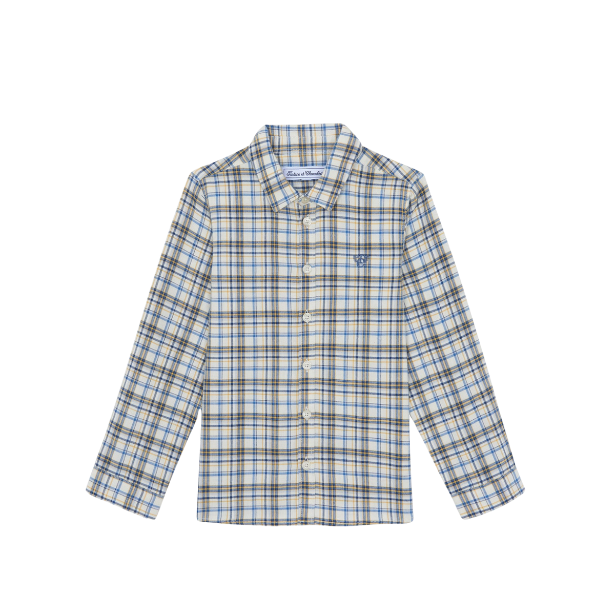 Embroidery Check Cotton Shirt | Ecru
