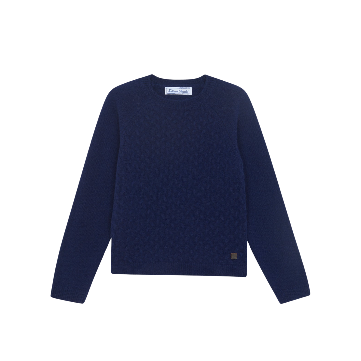Braided Wool Sweater | Navy