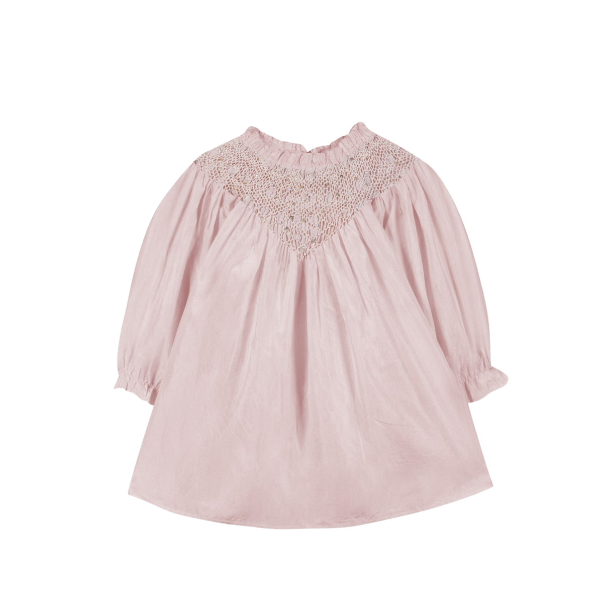 Beaded Smock Silk Dress | Rose