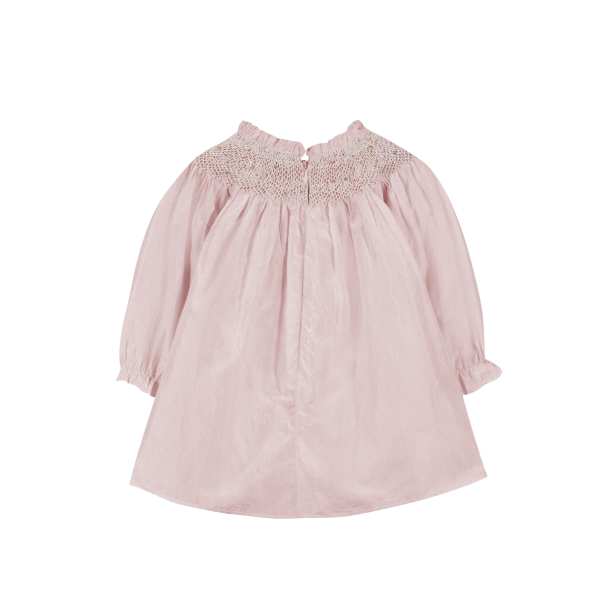 Beaded Smock Silk Dress | Rose