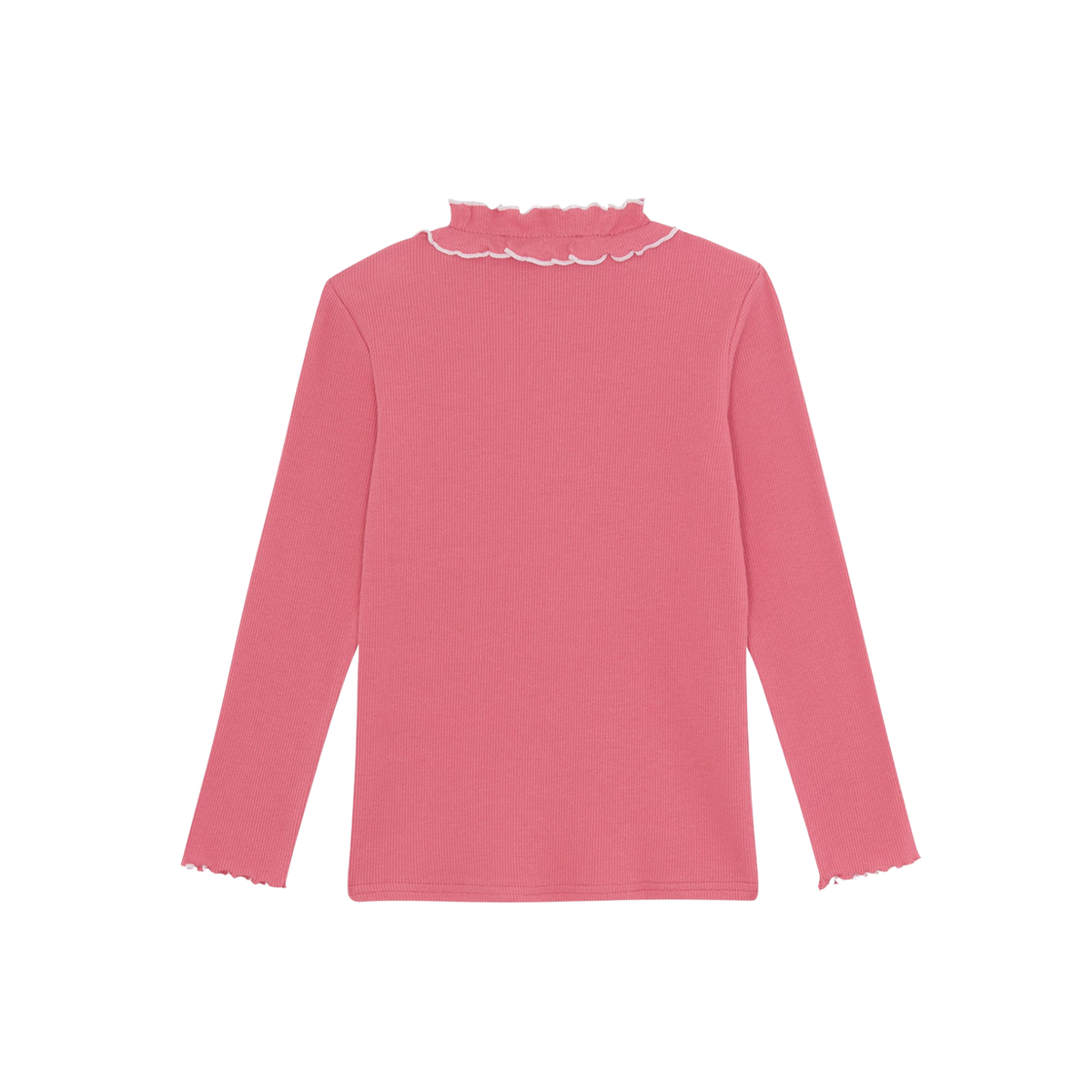 Ruffled Collar Cotton T-shirt | Peony