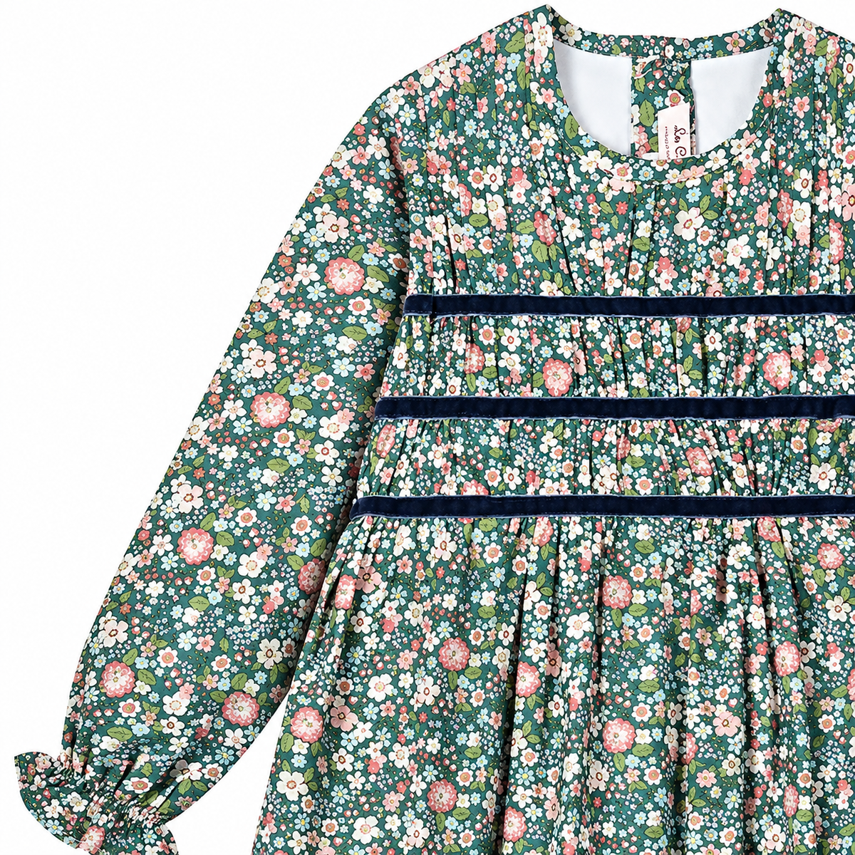 Belia Smocked Dress | Green Floral