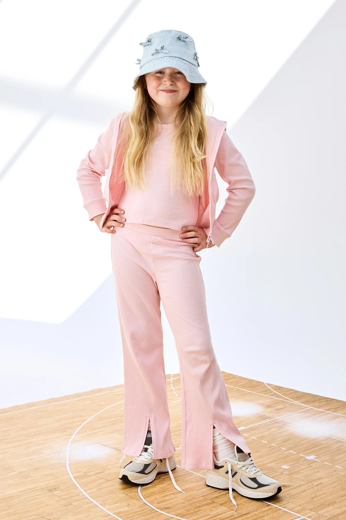 Rib Split Flare Set | Rose