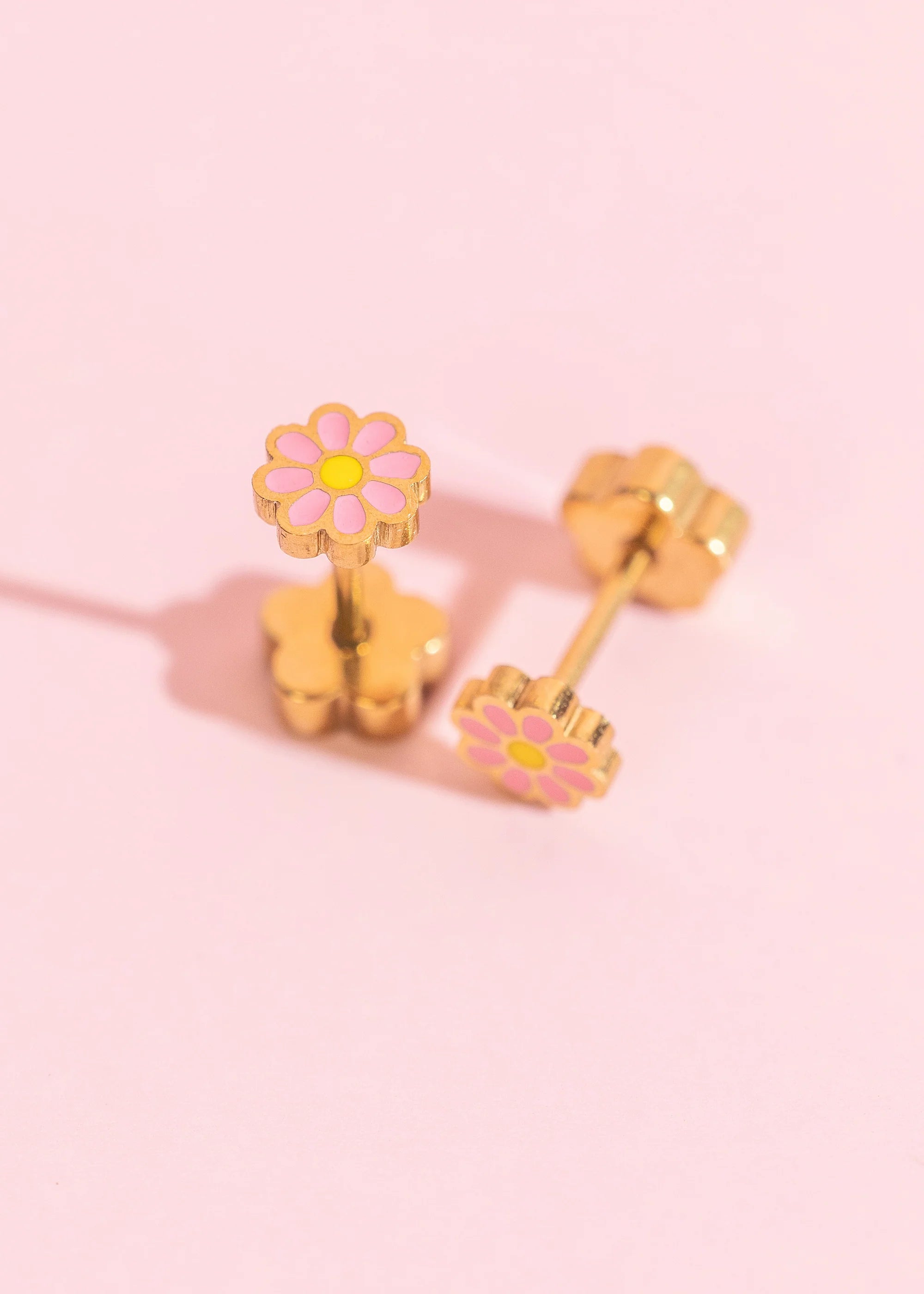 Tiny Pink Daisy Studs