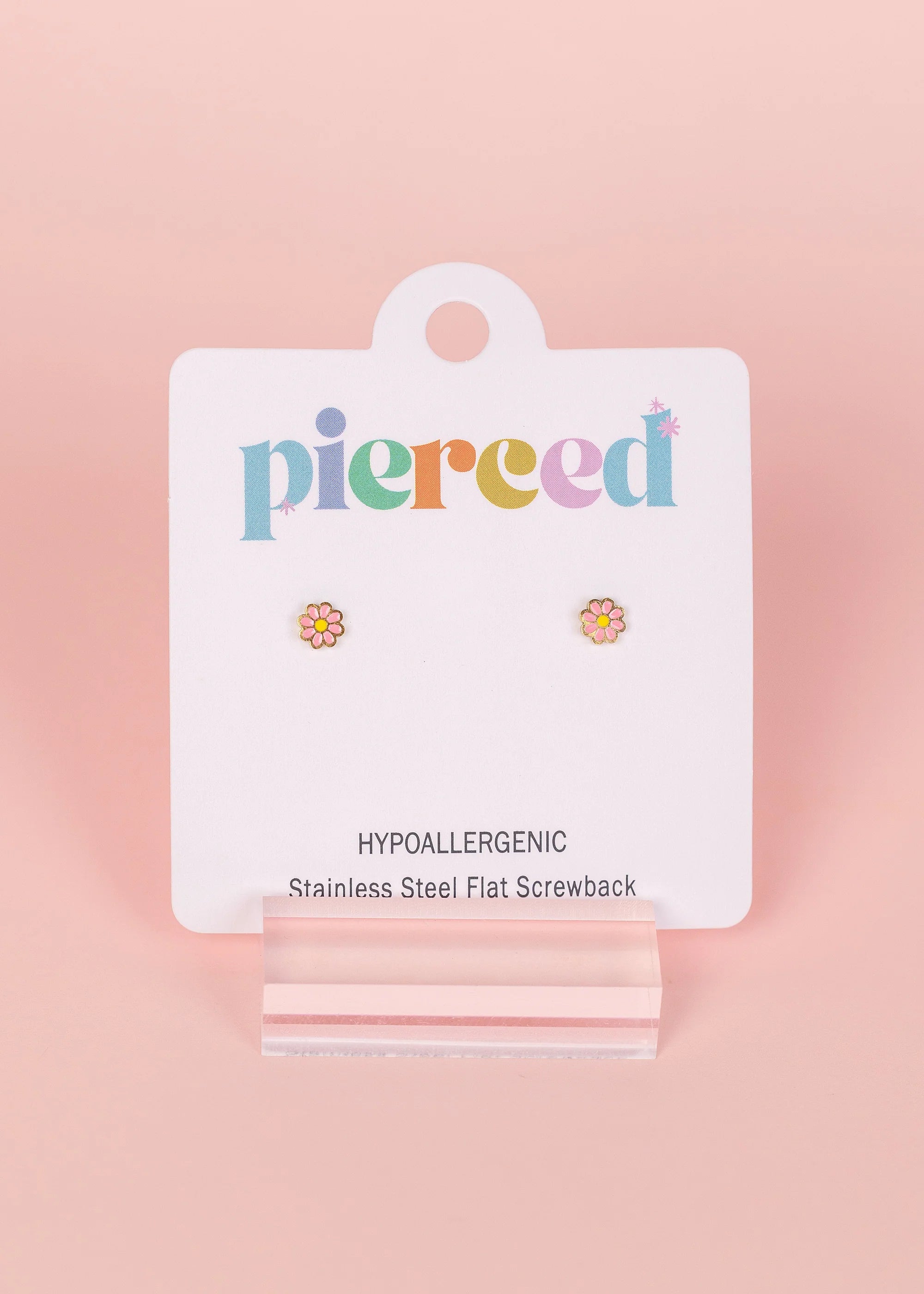 Tiny Pink Daisy Studs