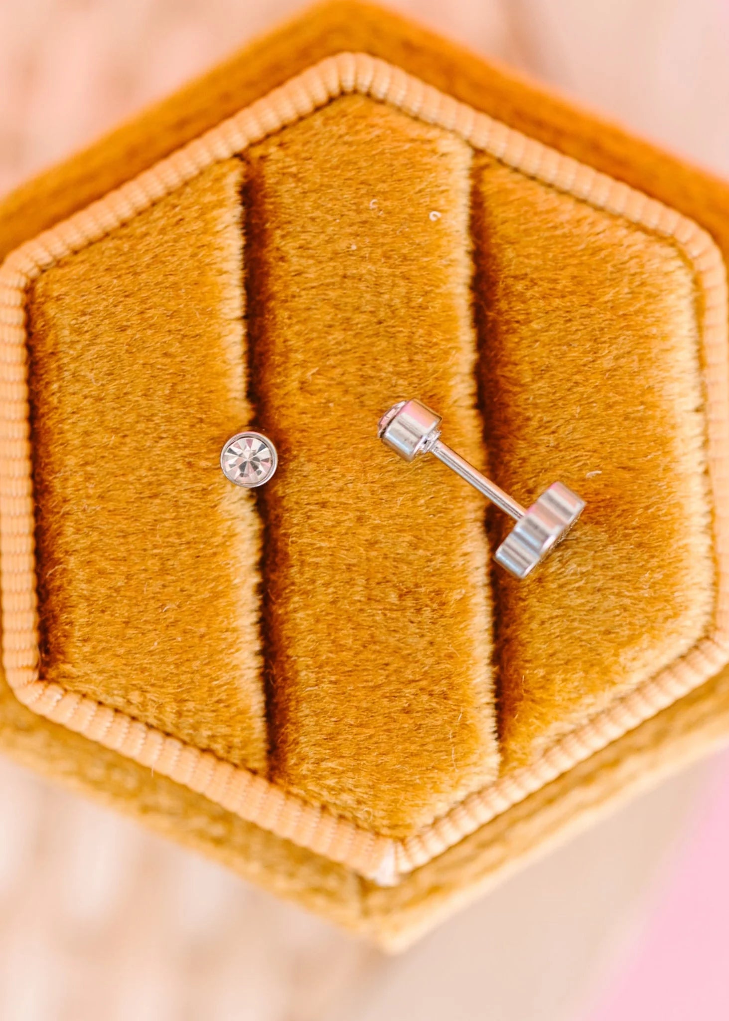 Tiny Silver Diamond Studs
