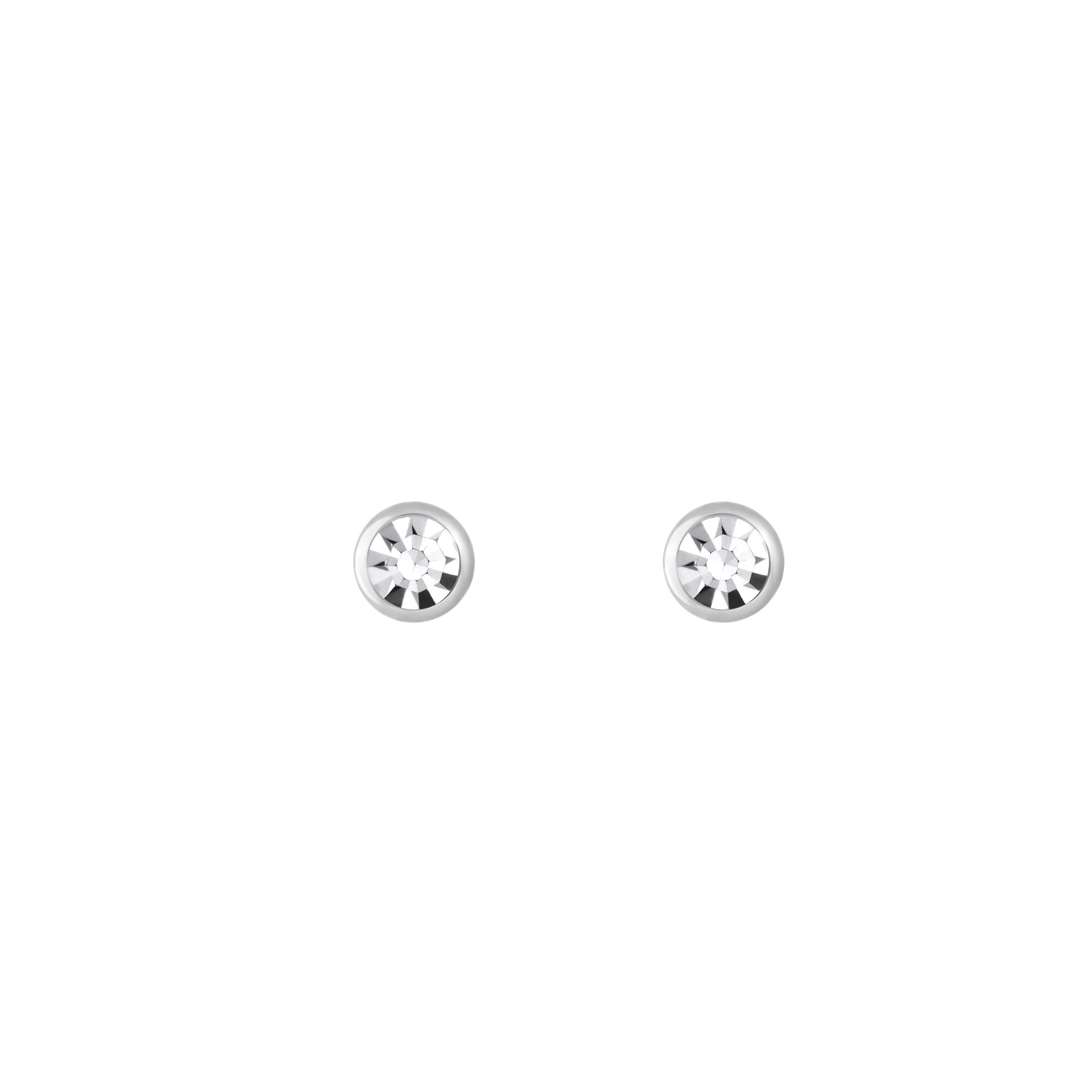 Tiny Silver Diamond Studs