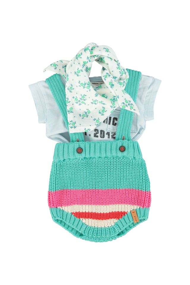 Knitted Baby Romper | Turquoise