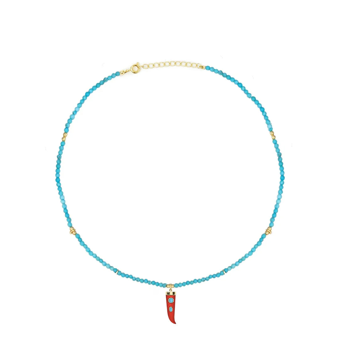 Turquoise Necklace with Fang Charm