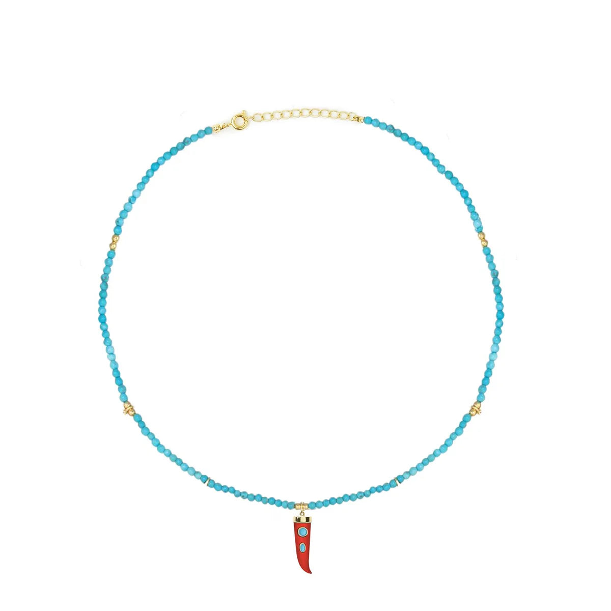 Turquoise Necklace with Fang Charm