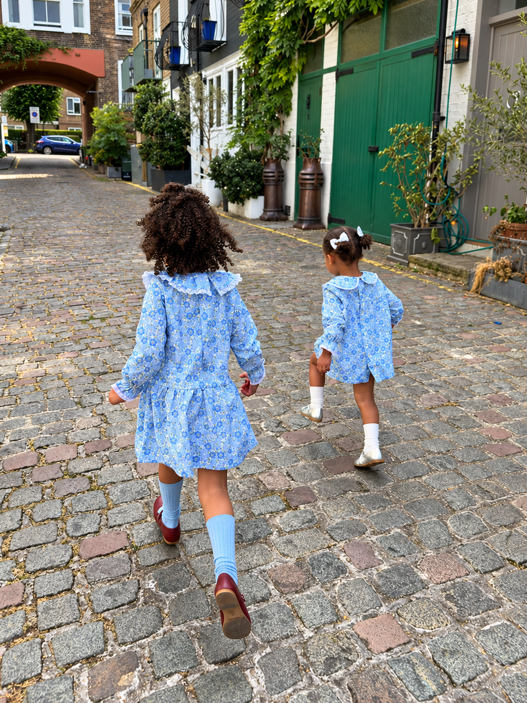 Maribel Baby Dress Set | Blue Floral