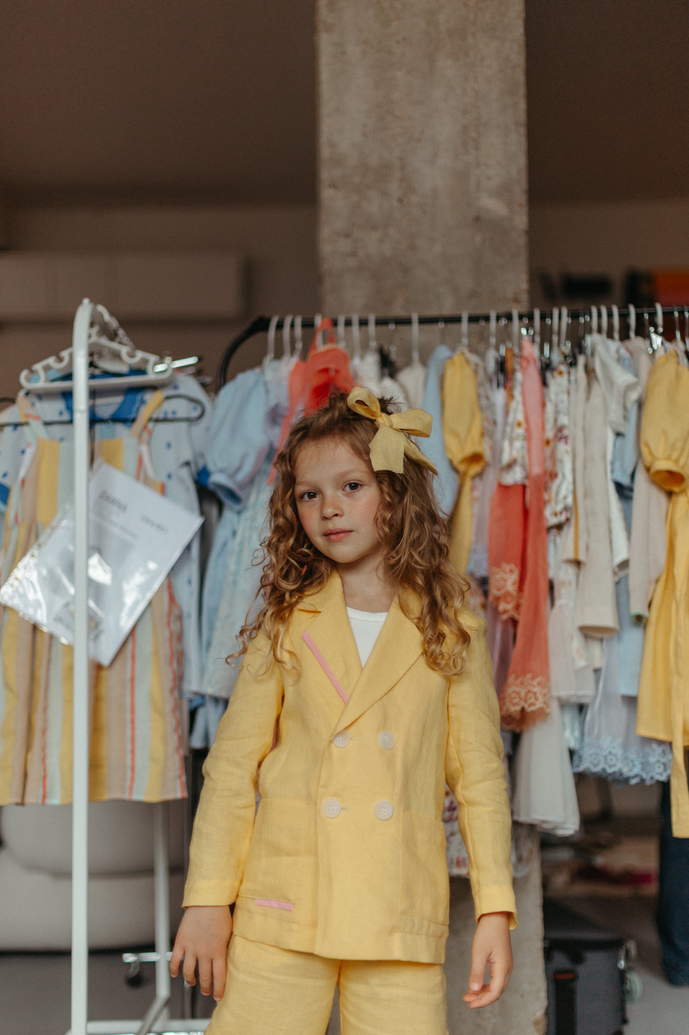Aria Double Breasted Jacket Linen | Yellow