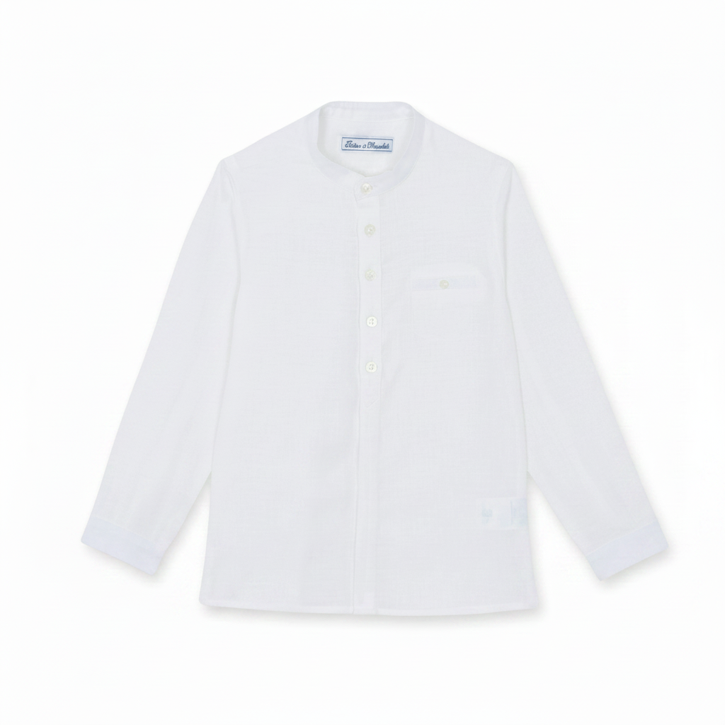 Mao Collar Linen | White