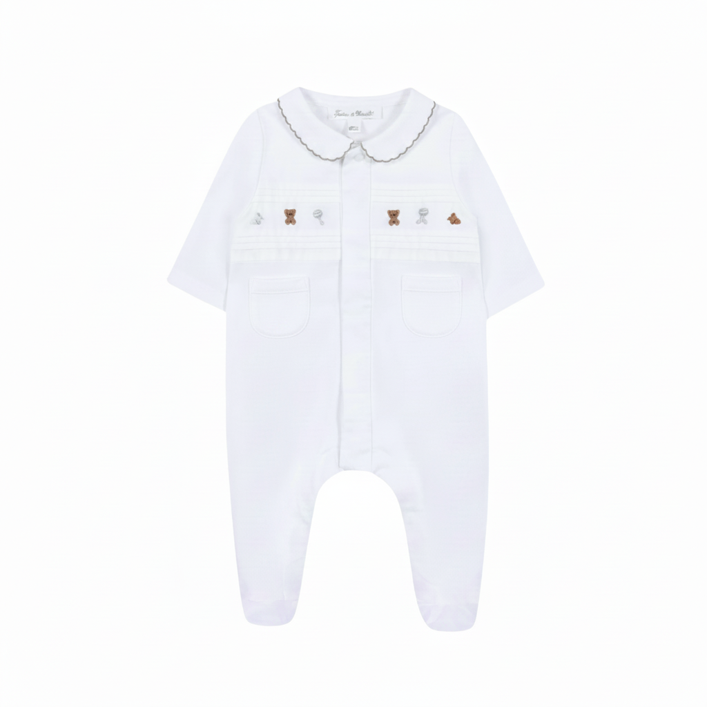 Pajamas Animal Embroidery | White
