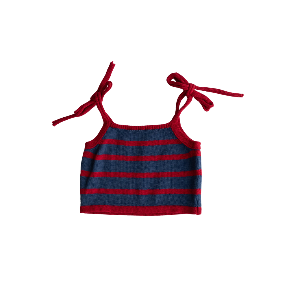 Bobbie Top with Hudson Knitted Pant Set | Blue/Red