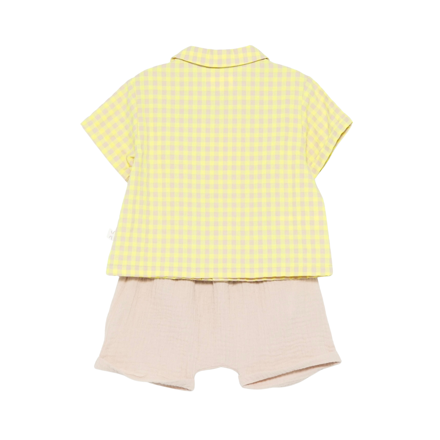 Checked Short and Shirt Set | Yellow/Beige
