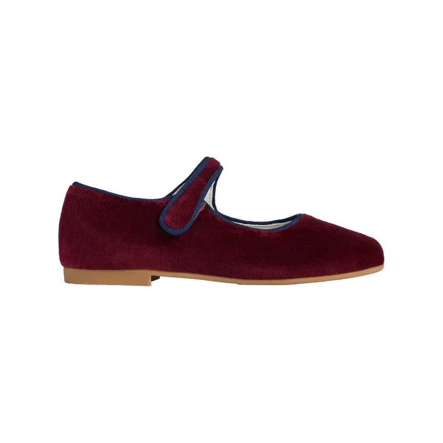 Velvet Mary Jane Shoes | Burgundy