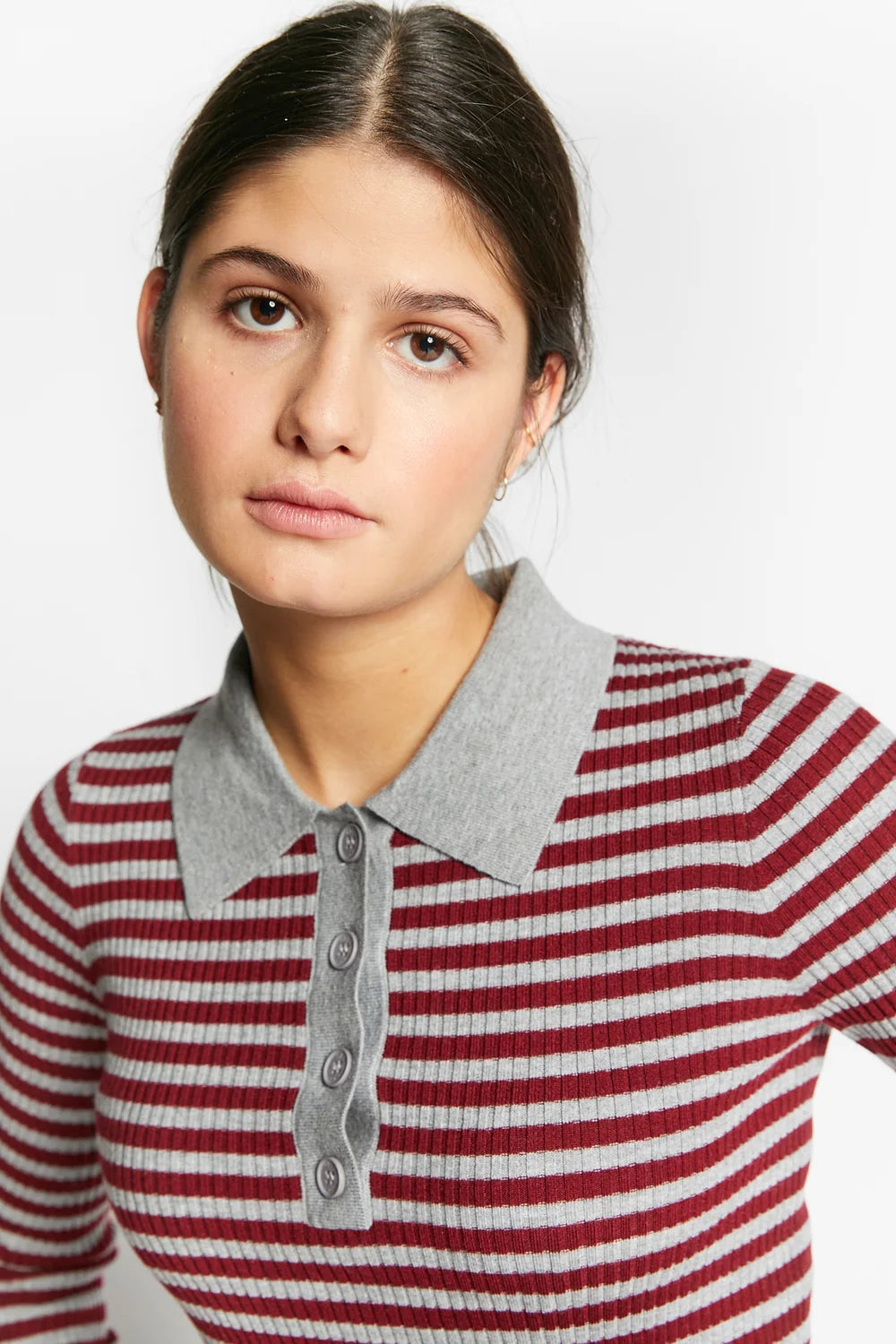 Wallaby Polo Knit Sweater | Merlot Red
