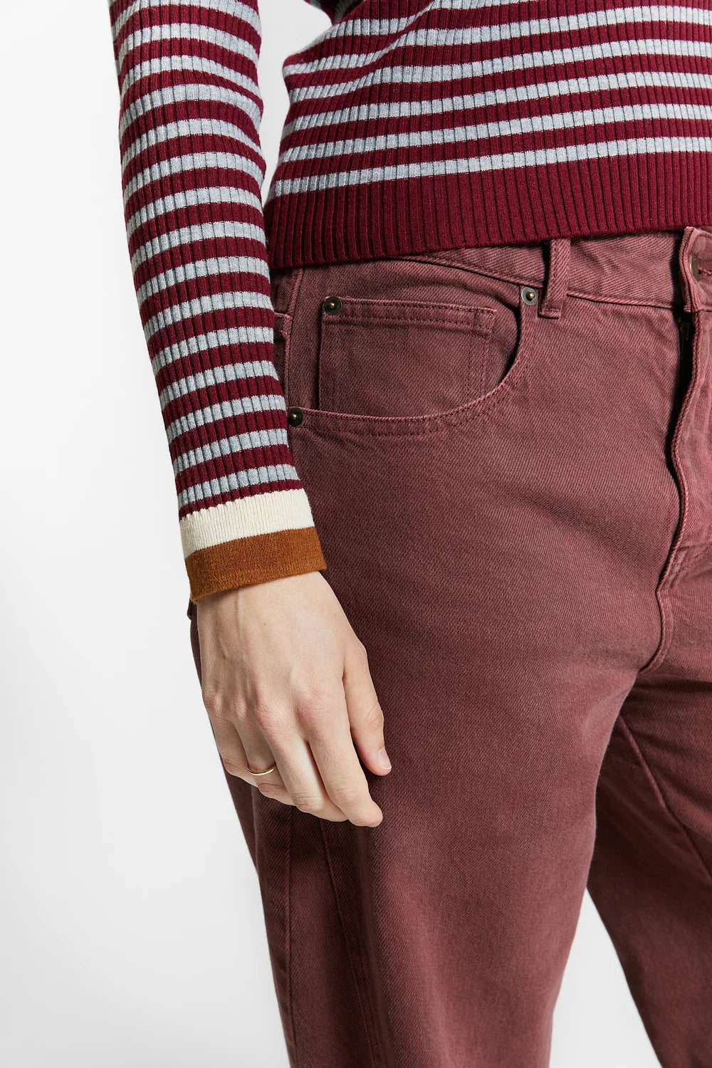 Wallaby Polo Knit Sweater | Merlot Red