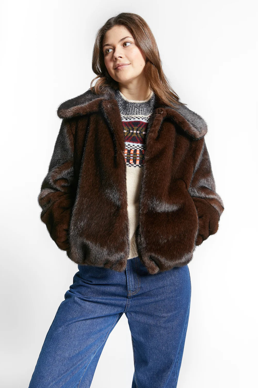Weather Faux Fur Jacket | Coffee