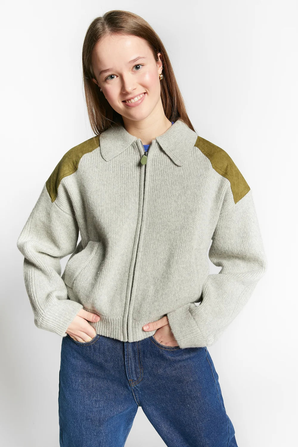 Willie Polo Knit Jacket | Grey Melange
