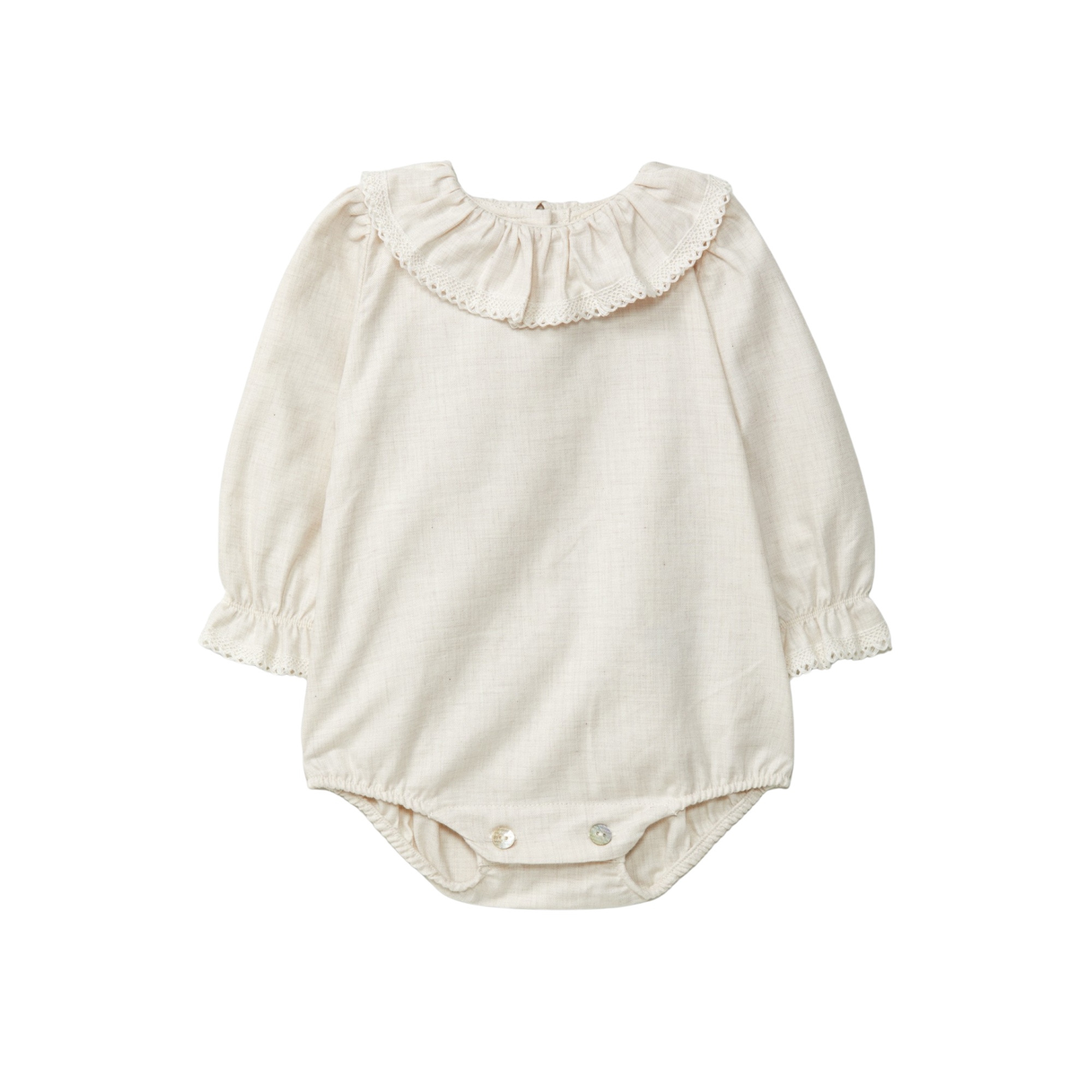 Twill Romper With Frill Detail | Pearl