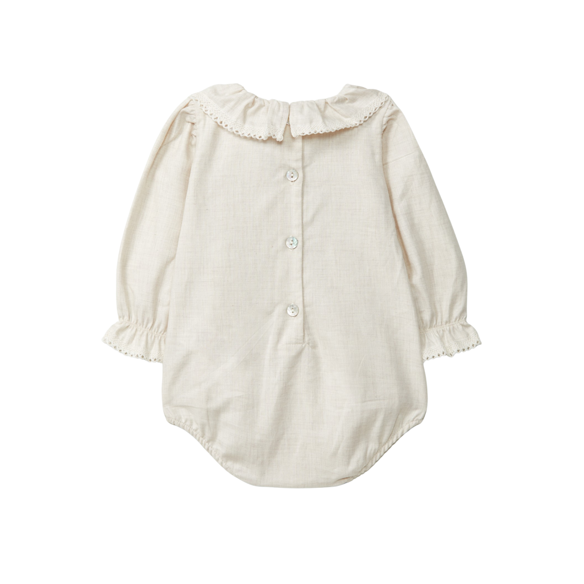 Twill Romper With Frill Detail | Pearl