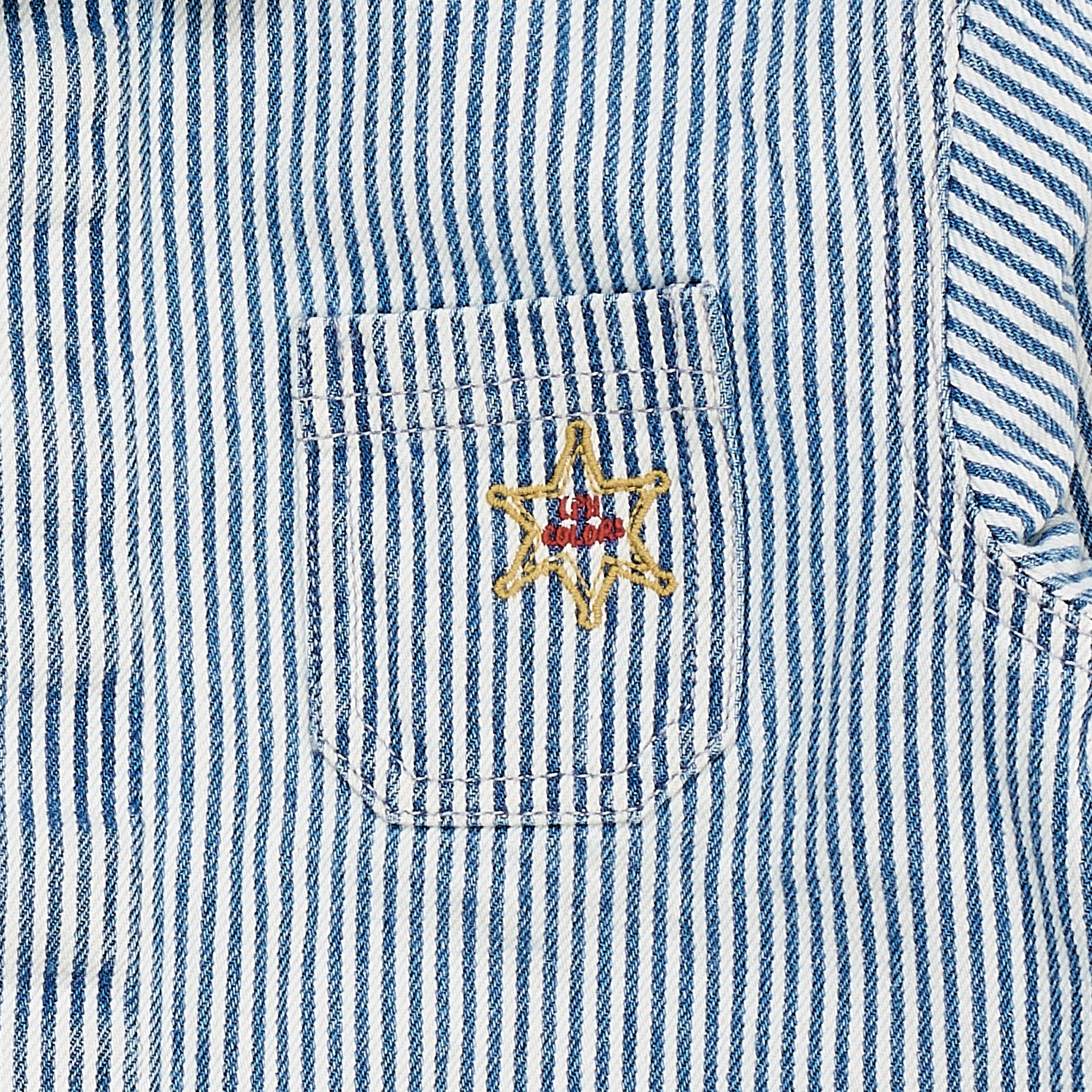 Striped Twill Overshirt | Denim Blue