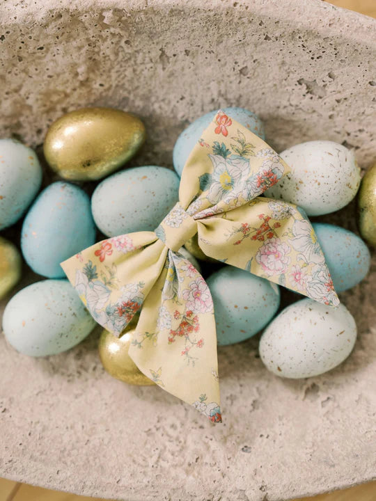 Large Bow Clip | Yellow Floral