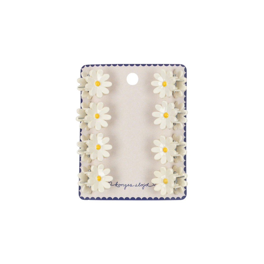8 Pack Daisy Mini Hair Claws | Antique White