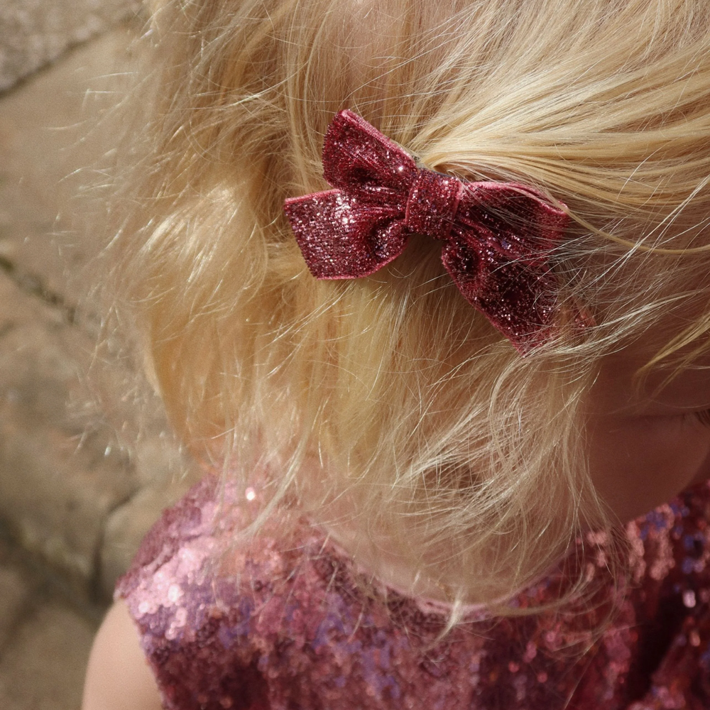 4 Pack Glitter Bow Hair Clips | Pink Mix