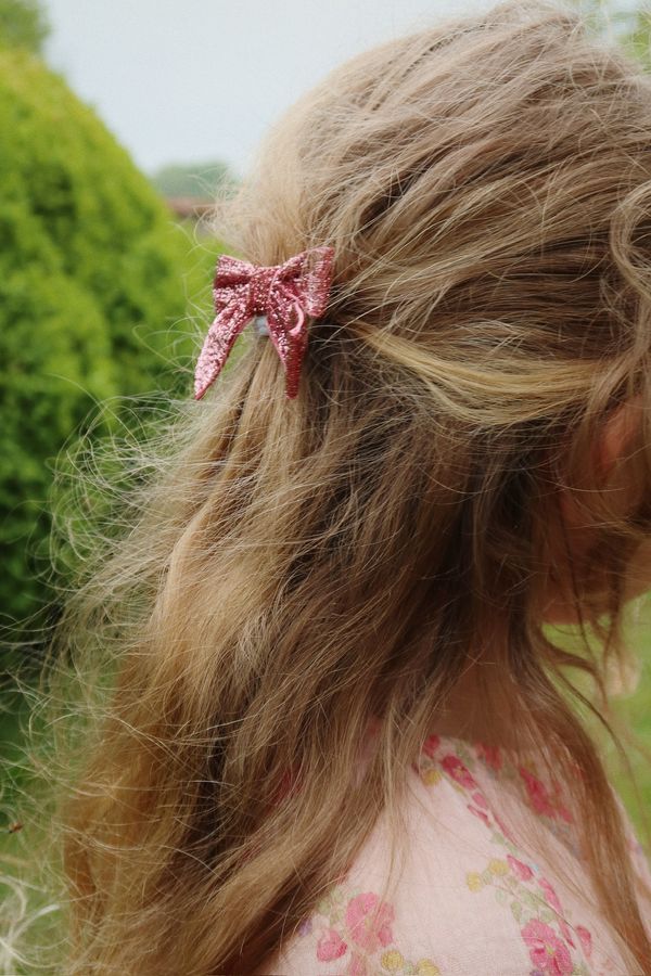 4 Pack Glitter Bow Hair Clips | Pink Mix