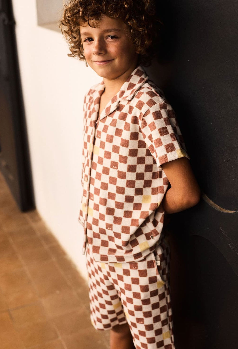 Checked Terry Set | Marron