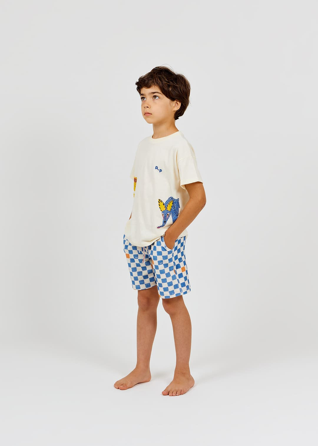 Checked Terry Bermuda Shorts | Cobalt