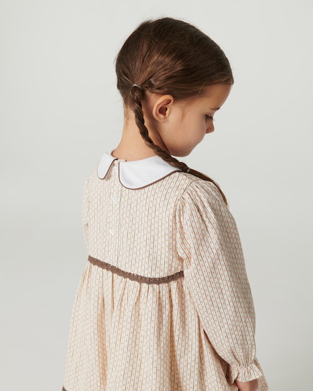 Lace Piping And Poplin Collar Dress | Sand Flower