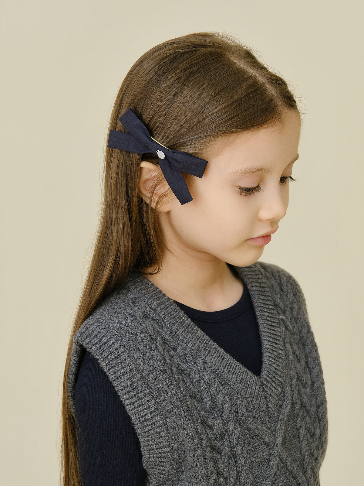 Amour Ribbon Hair Clip Set | Dark Navy