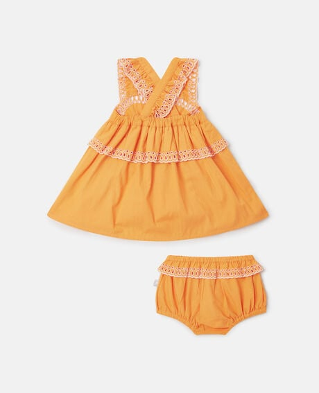 Popeline Dress And Bloomers Set | Orange