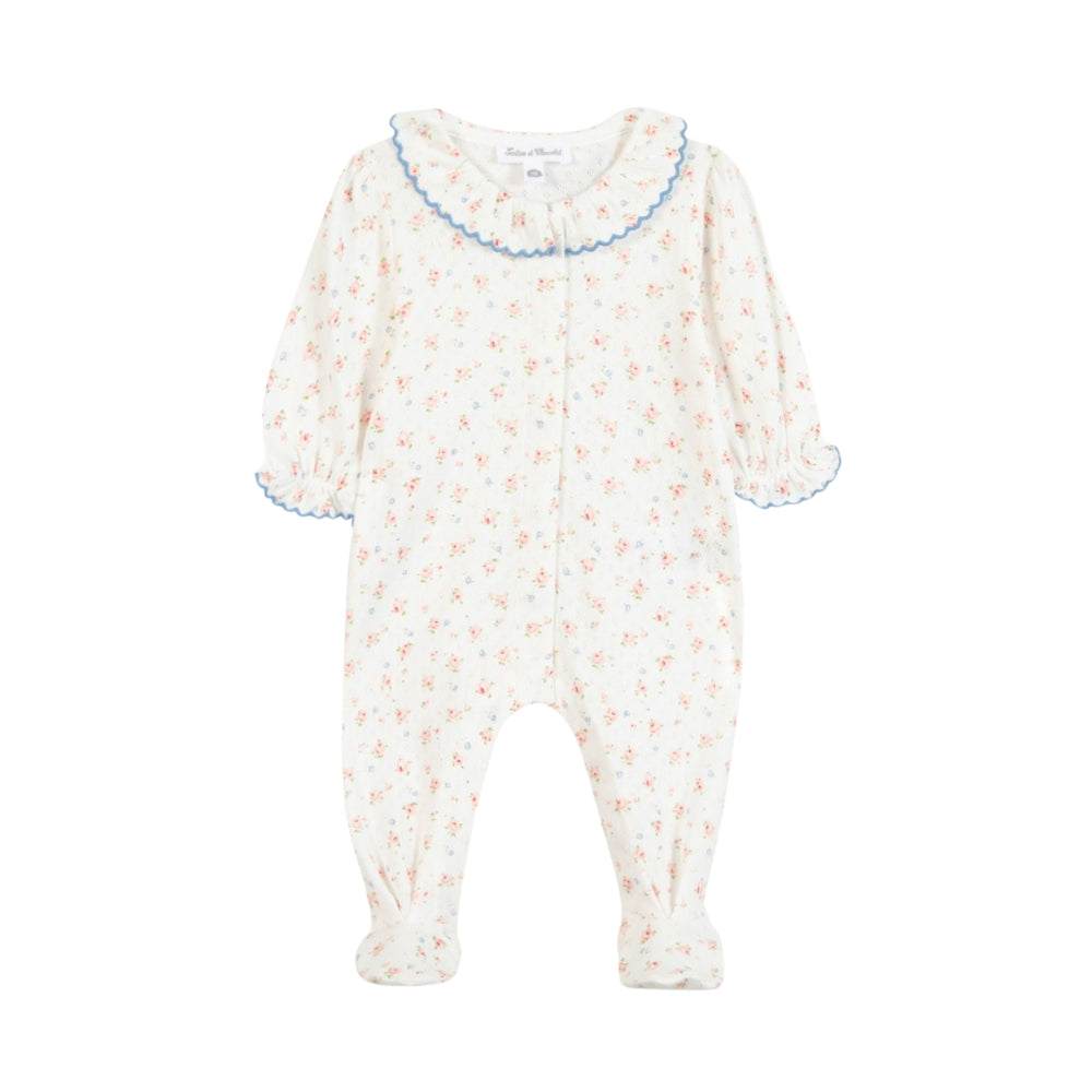 Floral Jersey Baby Pajamas | Ecru