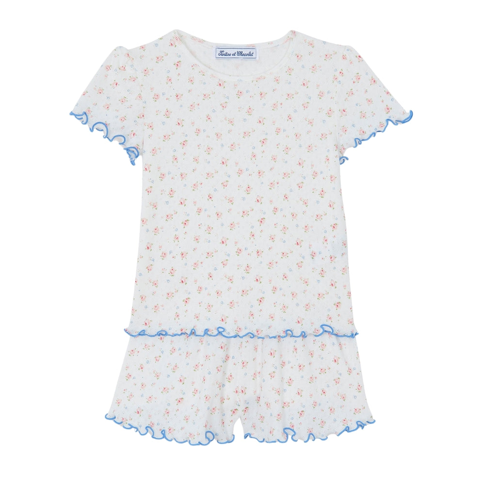 Flower Print Pajamas Set | Ecru