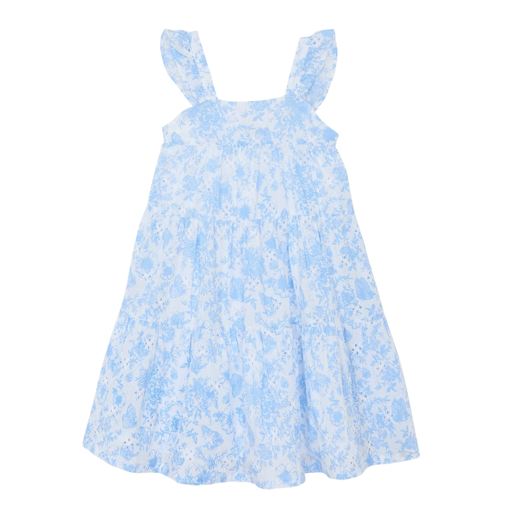 Santorini Embroidered Cotton Dress | Blue