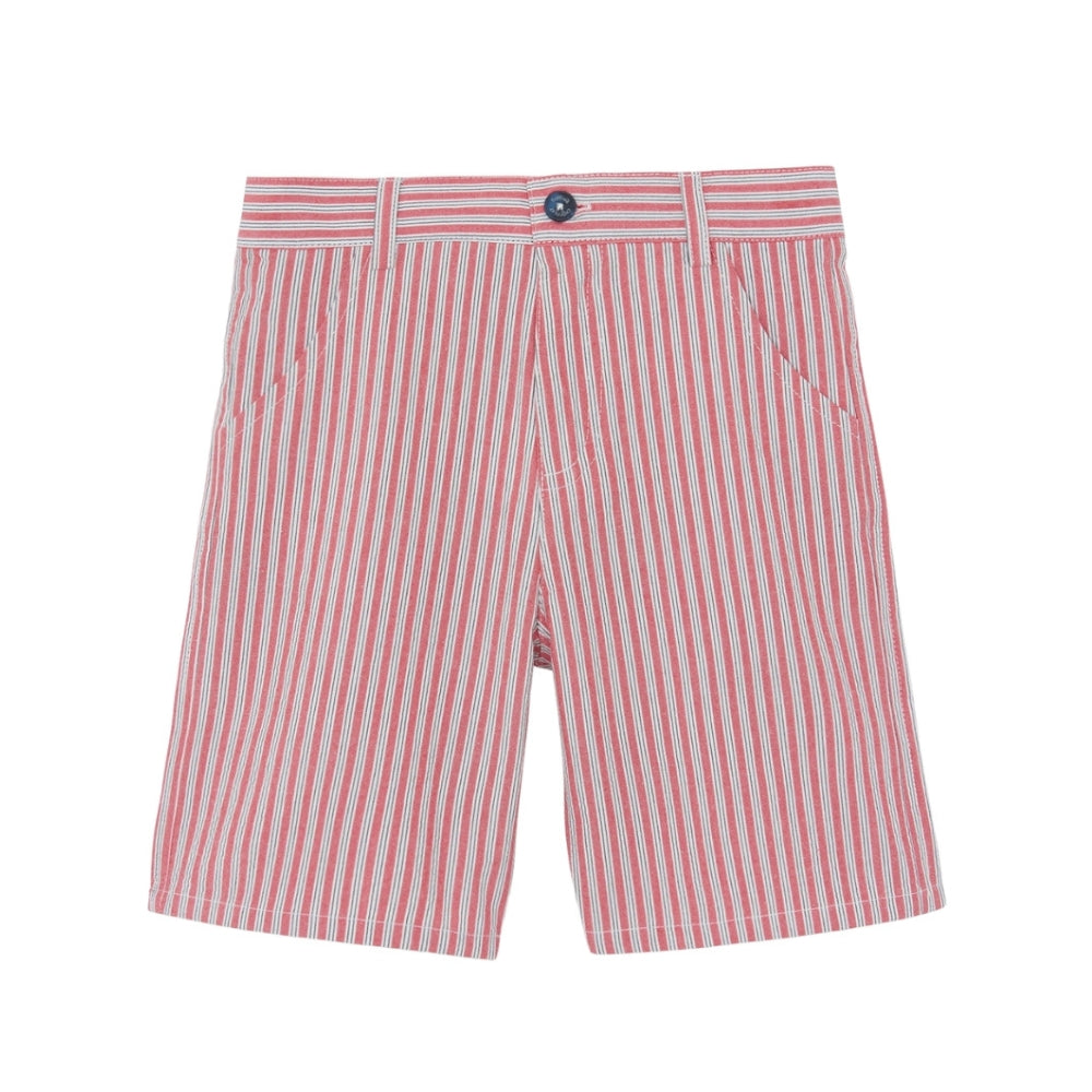 Striped Cotton Shorts | Red