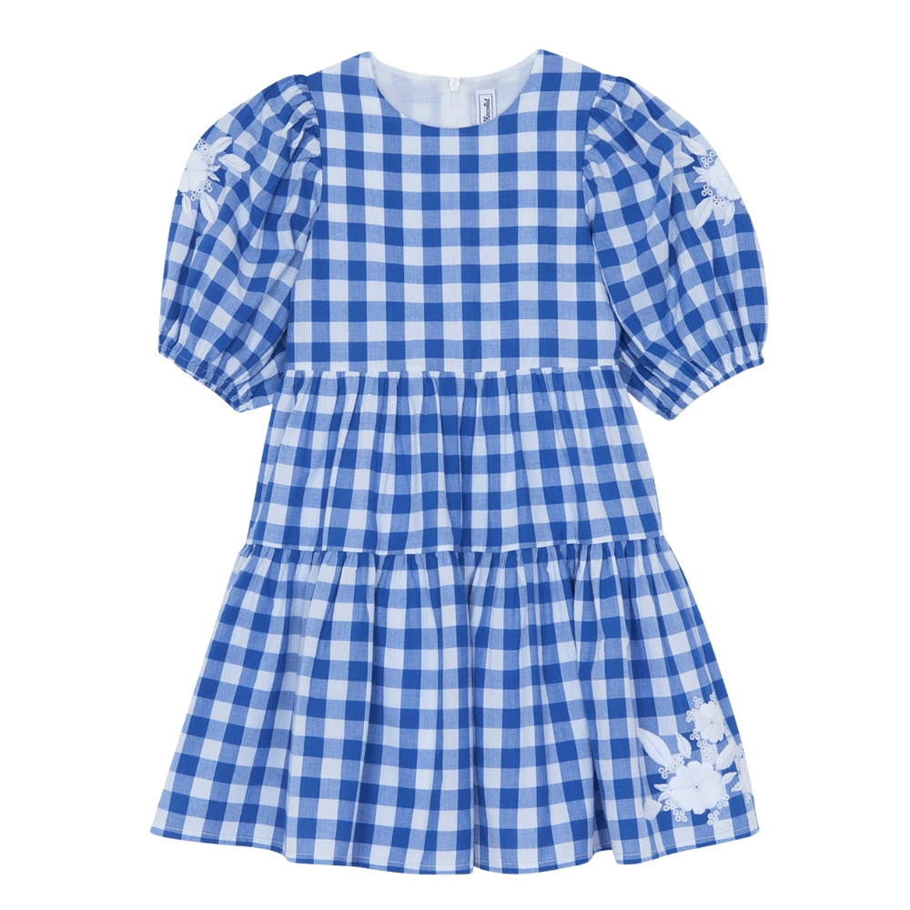Two Tone Gingham Dress | Blue Electric