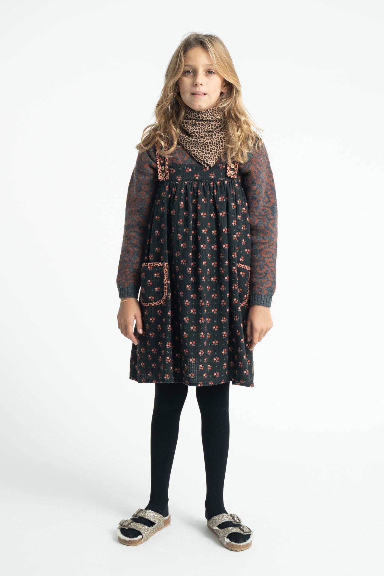 Knitted Sweater | Dark Grey with Animal Print