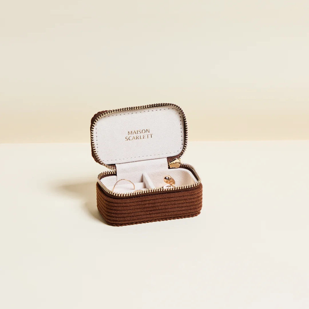 Marie Mini Corduroy Travel Jewelry Box